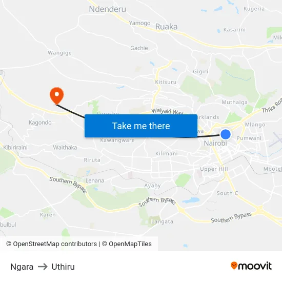 Ngara to Uthiru map