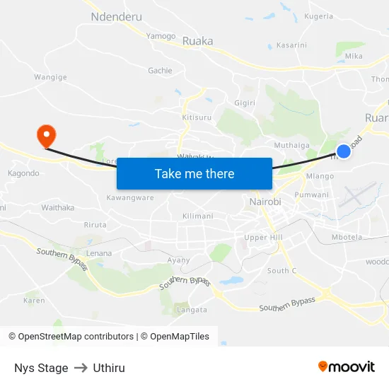 Nys Stage to Uthiru map