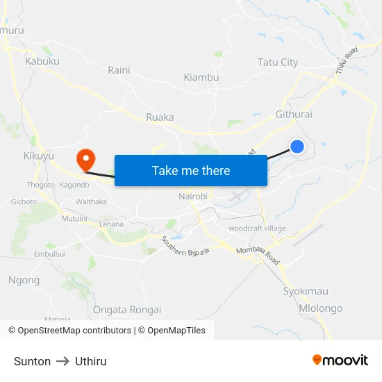 Sunton to Uthiru map