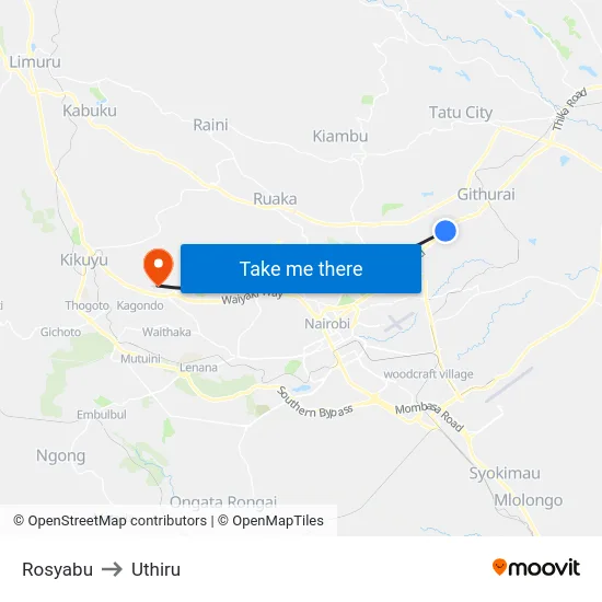 Rosyabu to Uthiru map