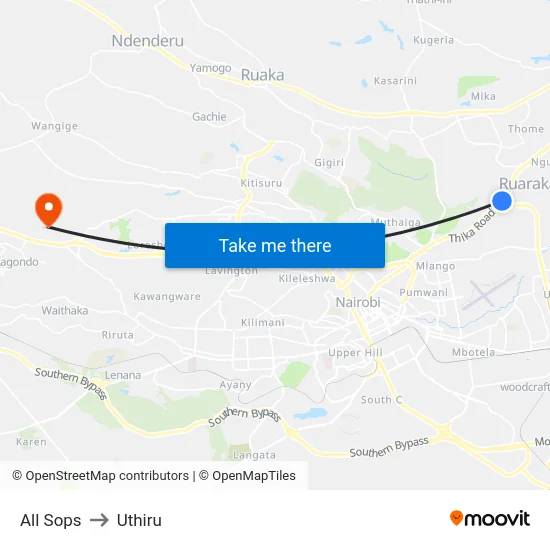 All Sops to Uthiru map