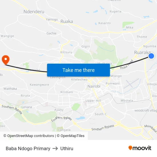 Baba Ndogo Primary to Uthiru map