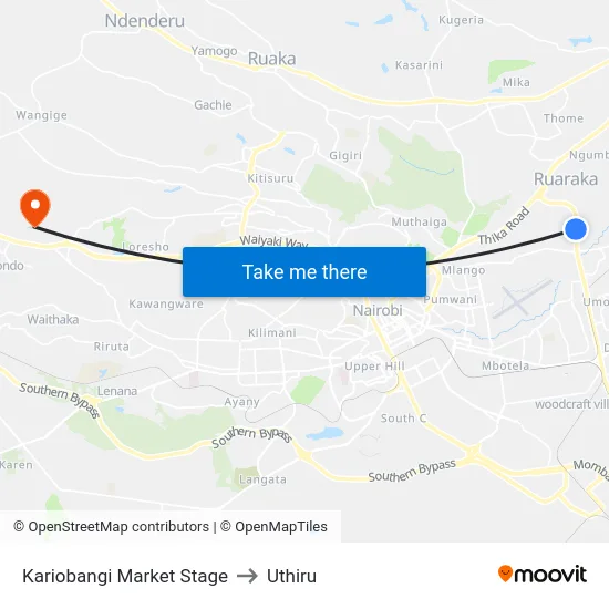 Kariobangi Market Stage to Uthiru map
