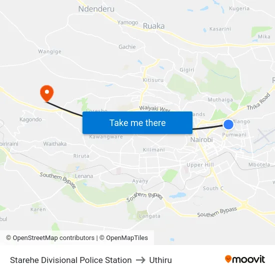 Starehe Divisional Police Station to Uthiru map