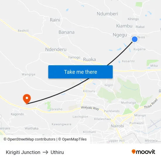 Kirigiti Junction to Uthiru map