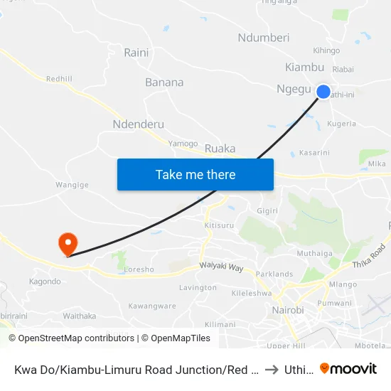 Kwa Do/Kiambu-Limuru Road Junction/Red Nova to Uthiru map