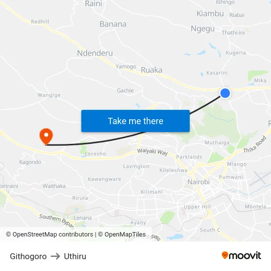 Githogoro to Uthiru map