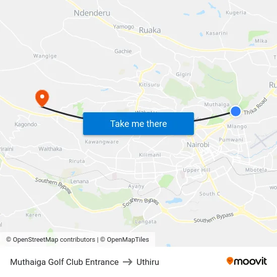 Muthaiga Golf Club Entrance to Uthiru map