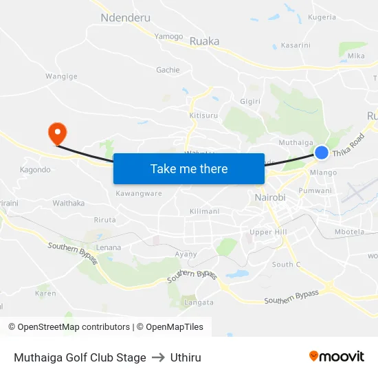 Muthaiga Golf Club Stage to Uthiru map