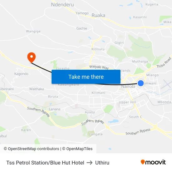 Tss Petrol Station/Blue Hut Hotel to Uthiru map