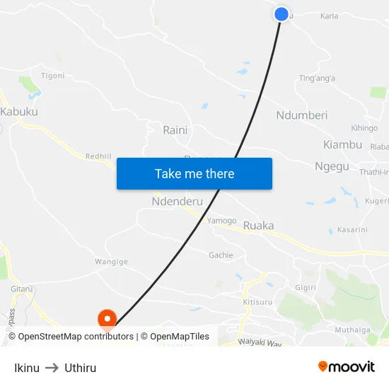 Ikinu to Uthiru map