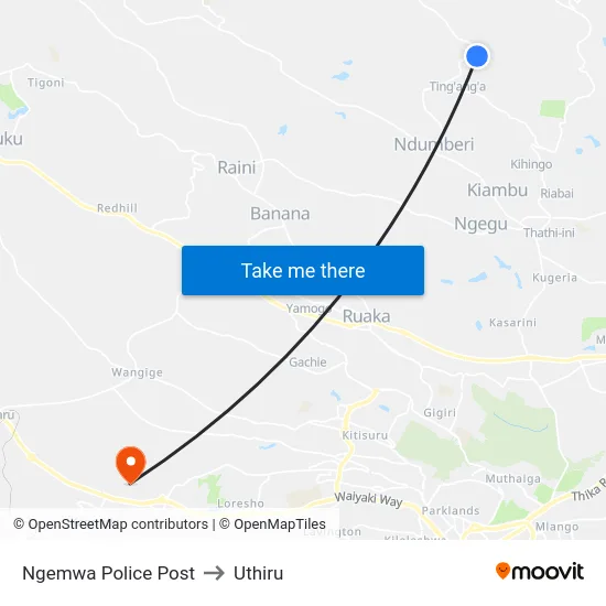 Ngemwa Police Post to Uthiru map