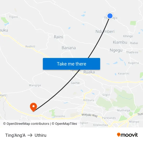 Ting'Ang'A to Uthiru map