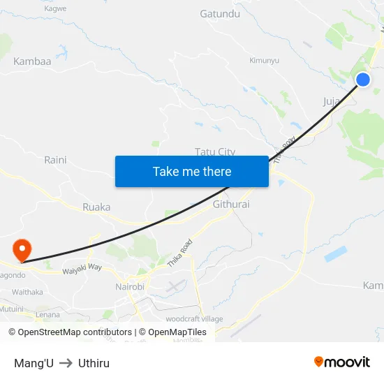Mang'U to Uthiru map