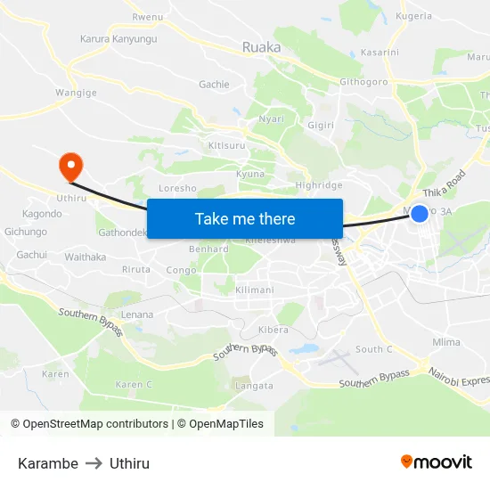 Karambe to Uthiru map