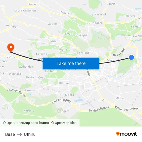 Base to Uthiru map
