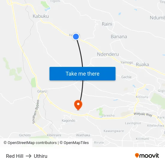 Red Hill to Uthiru map
