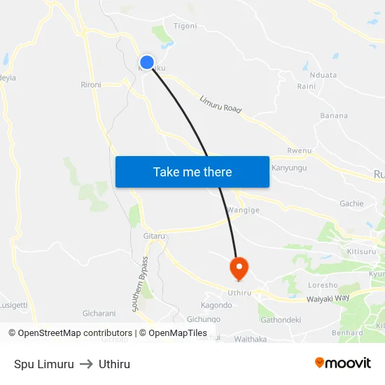 Spu Limuru to Uthiru map