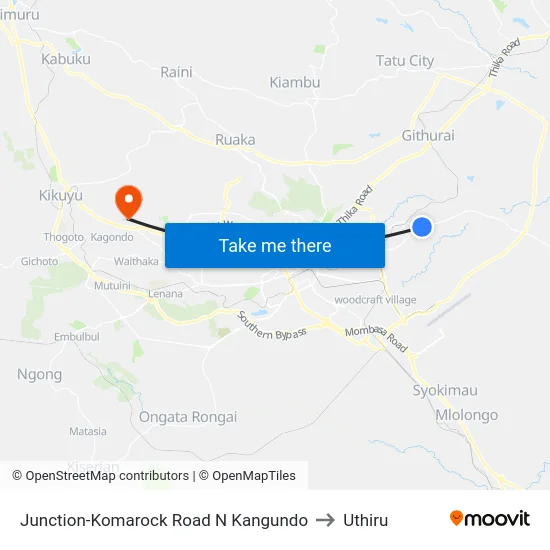 Junction-Komarock Road N Kangundo to Uthiru map