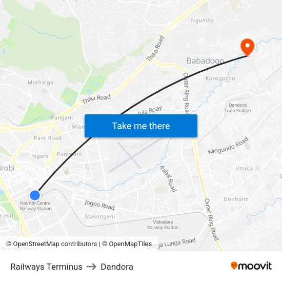 Railways Terminus to Dandora map