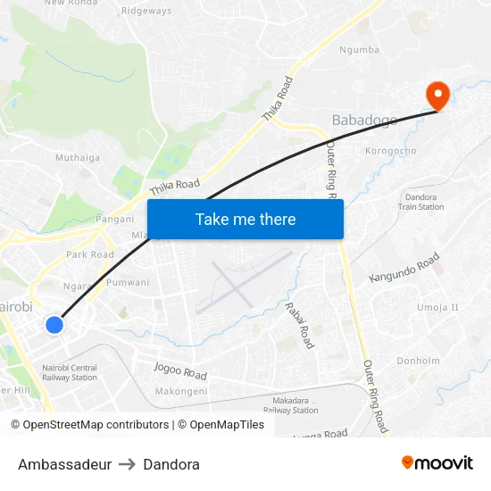 Ambassadeur to Dandora map