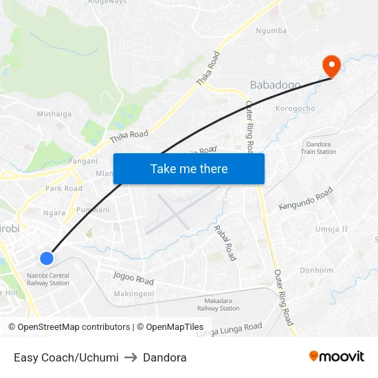 Easy Coach/Uchumi to Dandora map