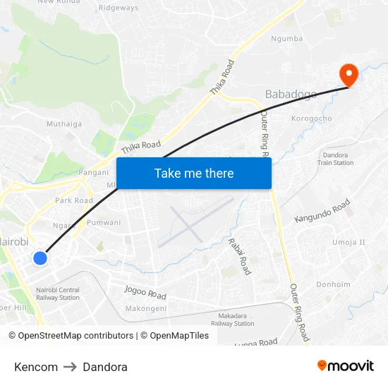 Kencom to Dandora map