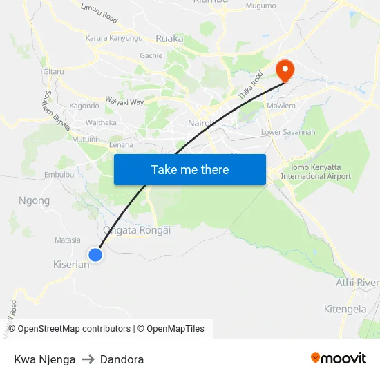 Kwa Njenga to Dandora map