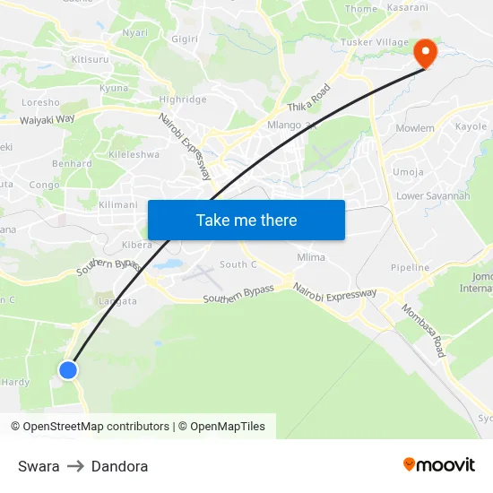 Swara to Dandora map
