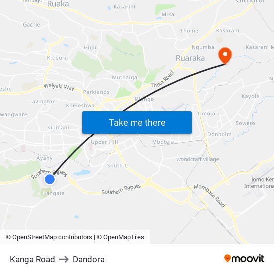 Kanga Road to Dandora map