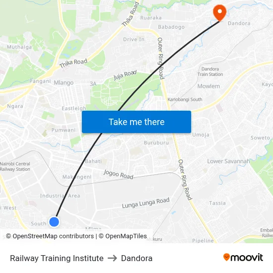 Railway Training Institute to Dandora map