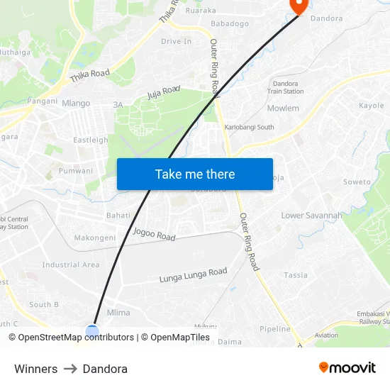 Winners to Dandora map