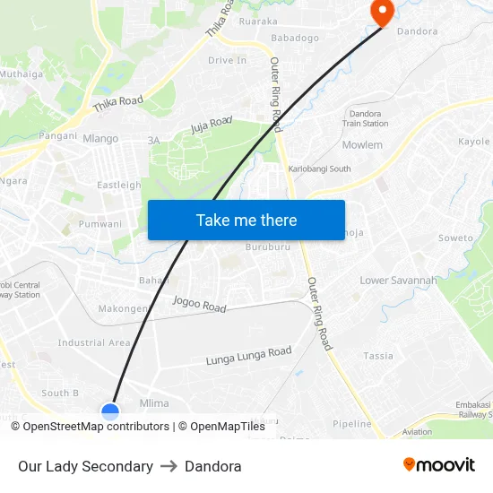Our Lady Secondary to Dandora map