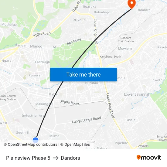 Plainsview Phase 5 to Dandora map