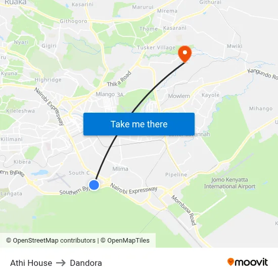 Athi House to Dandora map