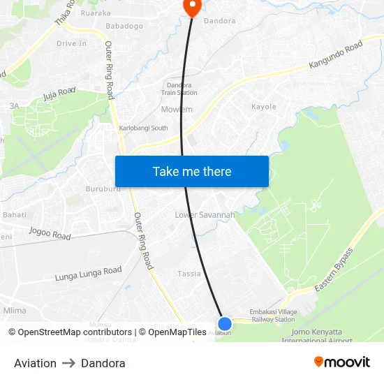 Aviation to Dandora map