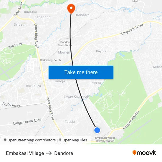 Embakasi Village to Dandora map