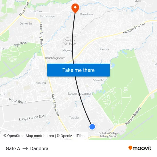 Gate A to Dandora map