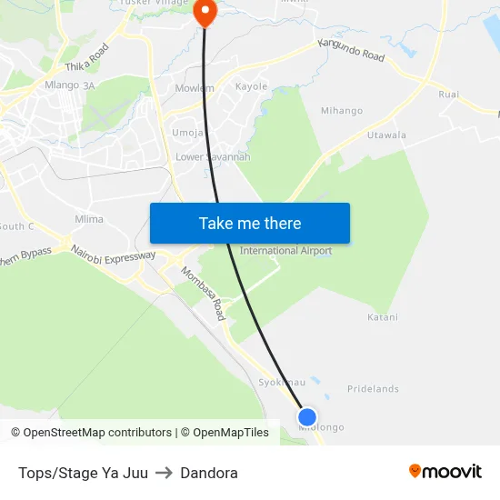 Tops/Stage Ya Juu to Dandora map