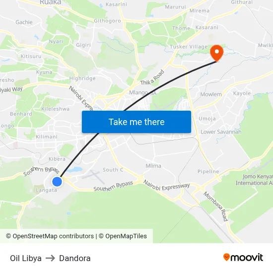 Oil Libya to Dandora map
