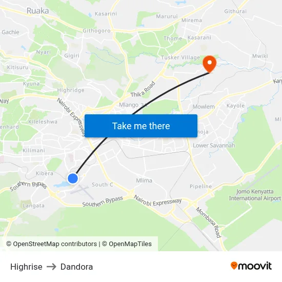 Highrise to Dandora map
