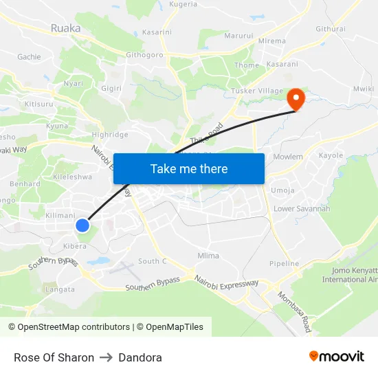 Rose Of Sharon to Dandora map