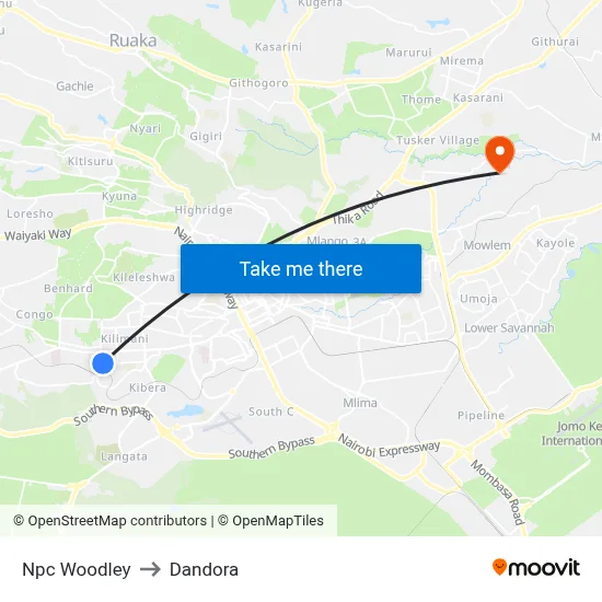 Npc Woodley to Dandora map