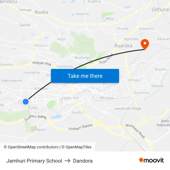 Jamhuri Primary School to Dandora map