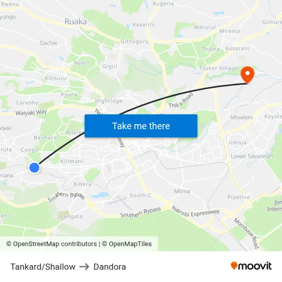 Tankard/Shallow to Dandora map