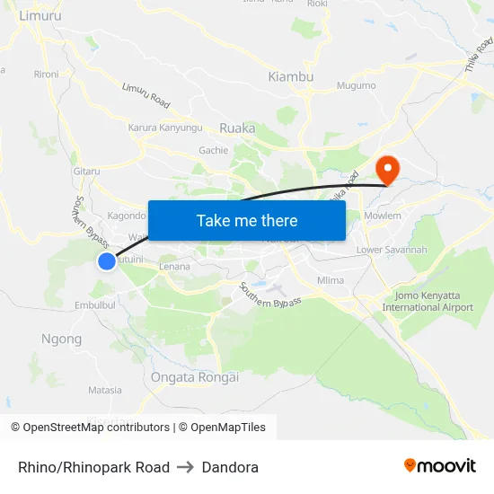 Rhino/Rhinopark Road to Dandora map