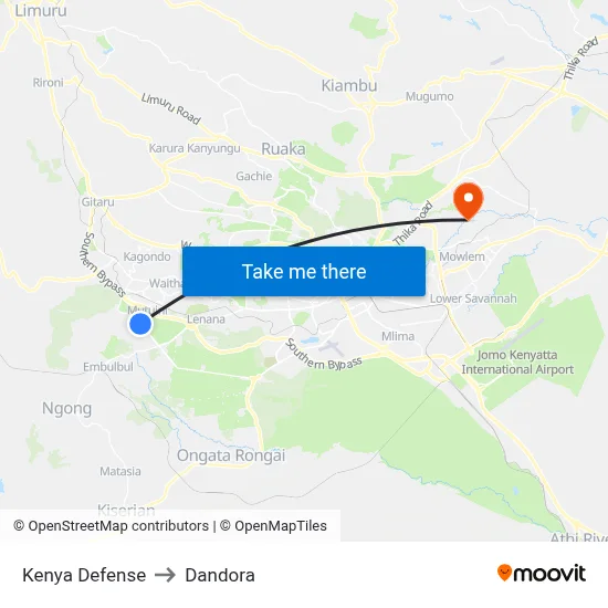 Kenya Defense to Dandora map