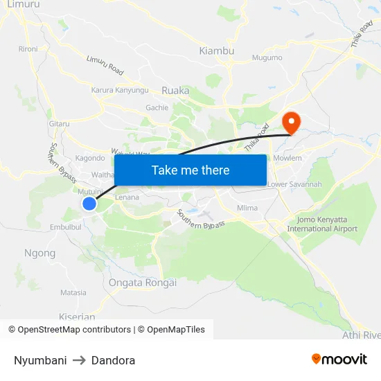 Nyumbani to Dandora map