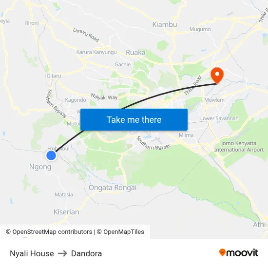 Nyali House to Dandora map