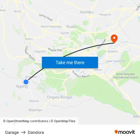 Garage to Dandora map